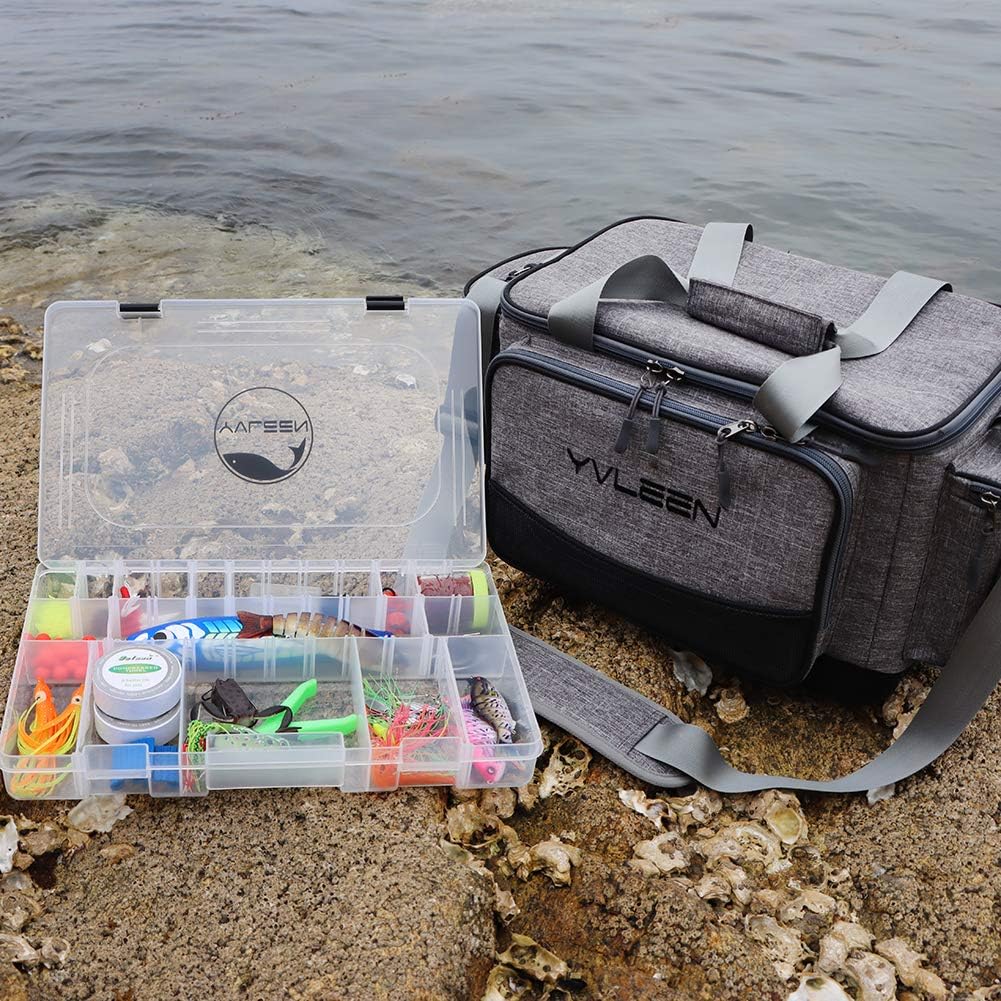 YVLEEN Fishing Tackle Box Organizer - 3600 3700 Tackle Plastic Storage Box Kit with Adjustable Dividers, Large Utility Tackle Plastic Organizer Boxes for Fishing Lures, Included 2pcs of Extra Clip : Sports & Outdoors