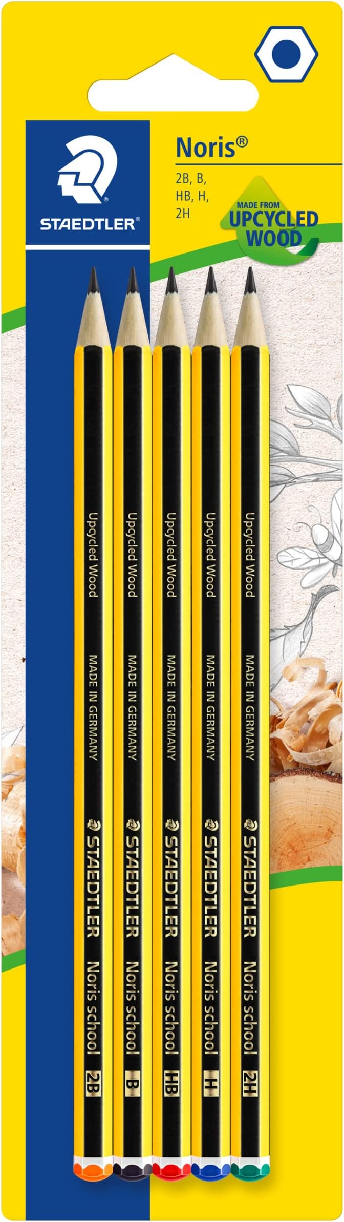 Staedtler Noris 121-S BK5D Pencils Assorted Grades 2B B HB H 2H Pack of 5