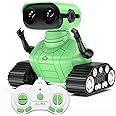 ALLCELE Robot Toys, Rechargeable RC Robot for Boys and Girls, Remote Control Toy with Music and LED Eyes, Gift for Children Age 3 Years and Up - Green