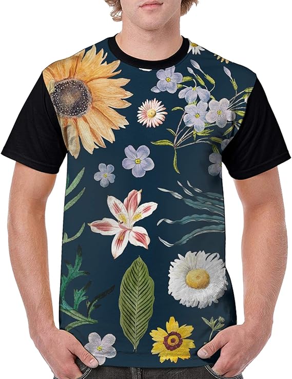 Amazon Co Jp 青い花柄 Tシャツ メンズ 半袖 男性ファッションなtシャツ シンプル 日常t Shirt イベント夏服 吸汗 速乾 カジュアル 服 ファッション小物
