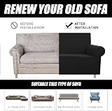 HEYOMART High Stretch Sofa Cover Jacquard Knitted Thick 4 Seater Black view 8