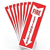 Fire Extinguisher Sticker - Fire Extinguisher Signs, Safety Sign Sticker - 8 Pack - 4" X 12" - 5 Mil Vinyl - Bright Red and W