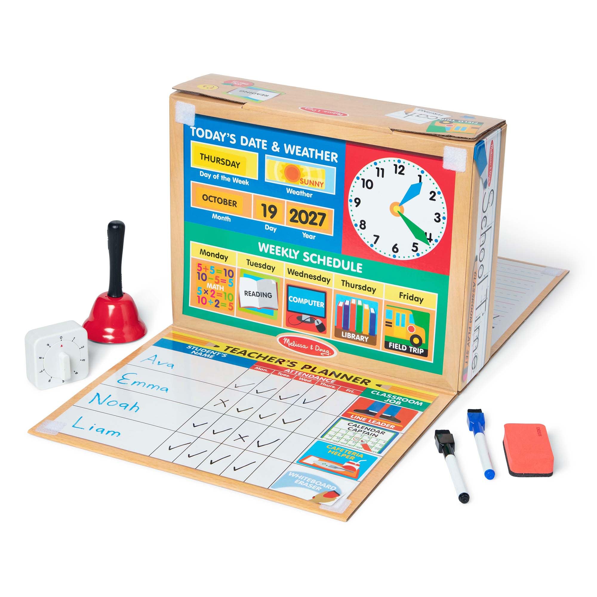 Melissa & Doug School Time Classroom Play Set Game, Pretend Play, Play School, Pretend Teacher Activity Set, Gift for 4 Year Old Boy or Girl - FSC Certified