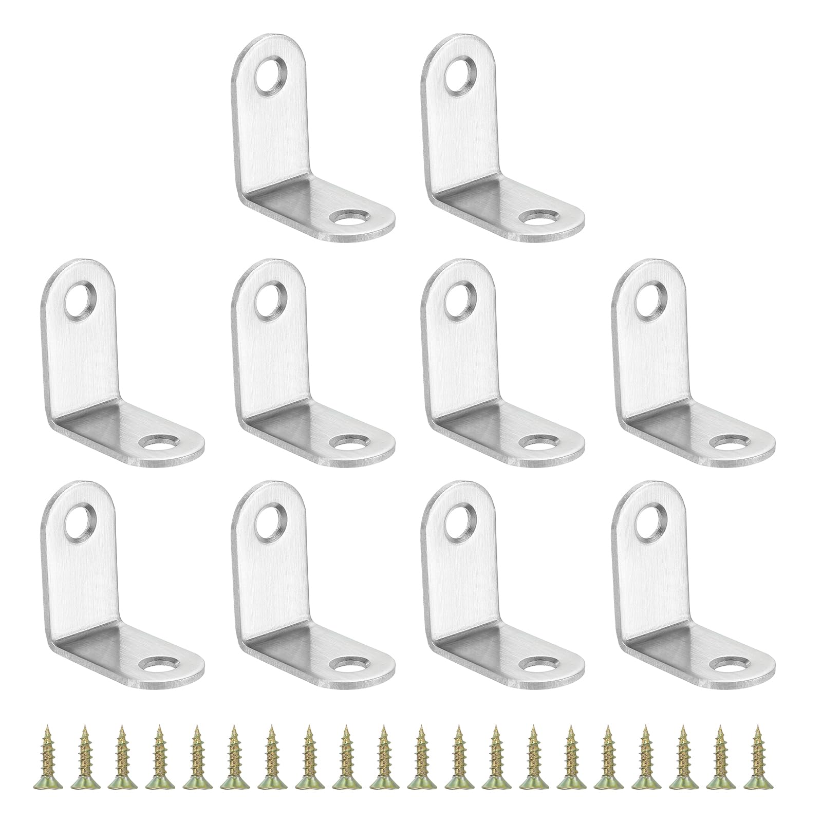 PATIKIL Stainless Steel Corner Braces 1.18 x 1.18 Inch,10 Pieces L Bracket Joint Right Angle Support Bracket L Shaped Corner Fasteners with Screws for Shelves, Silver — image 1