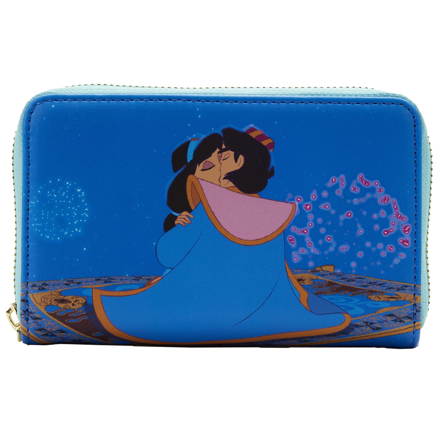 Loungefly Purple Jasmine Princess Series Bi-Fold Wallet - Women's - Faux Leather - Embossed Design - 6 Pockets - 4 Card Slots - Zipper Closure - Aladdin Theme