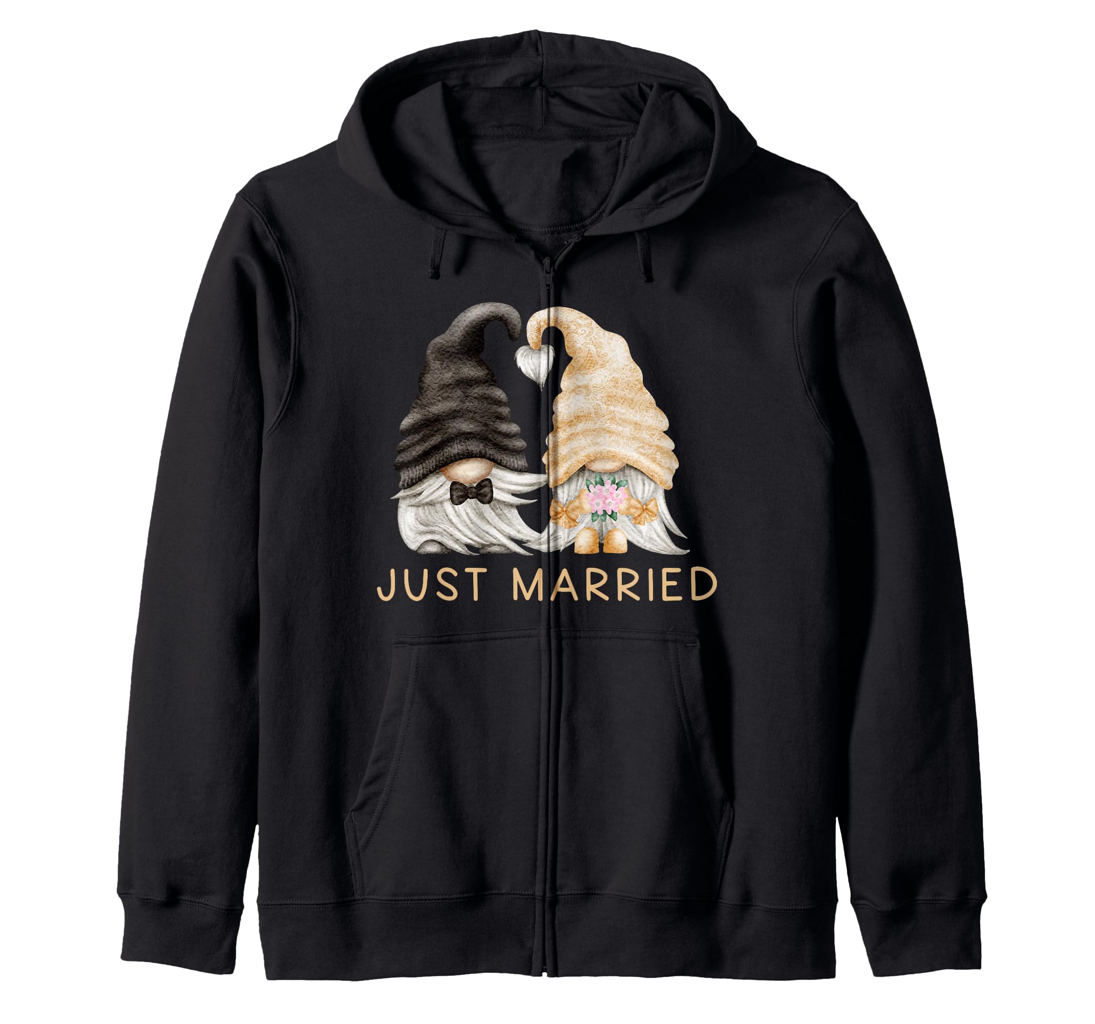 Just married Bride and Groom Gnome Zip Hoodie