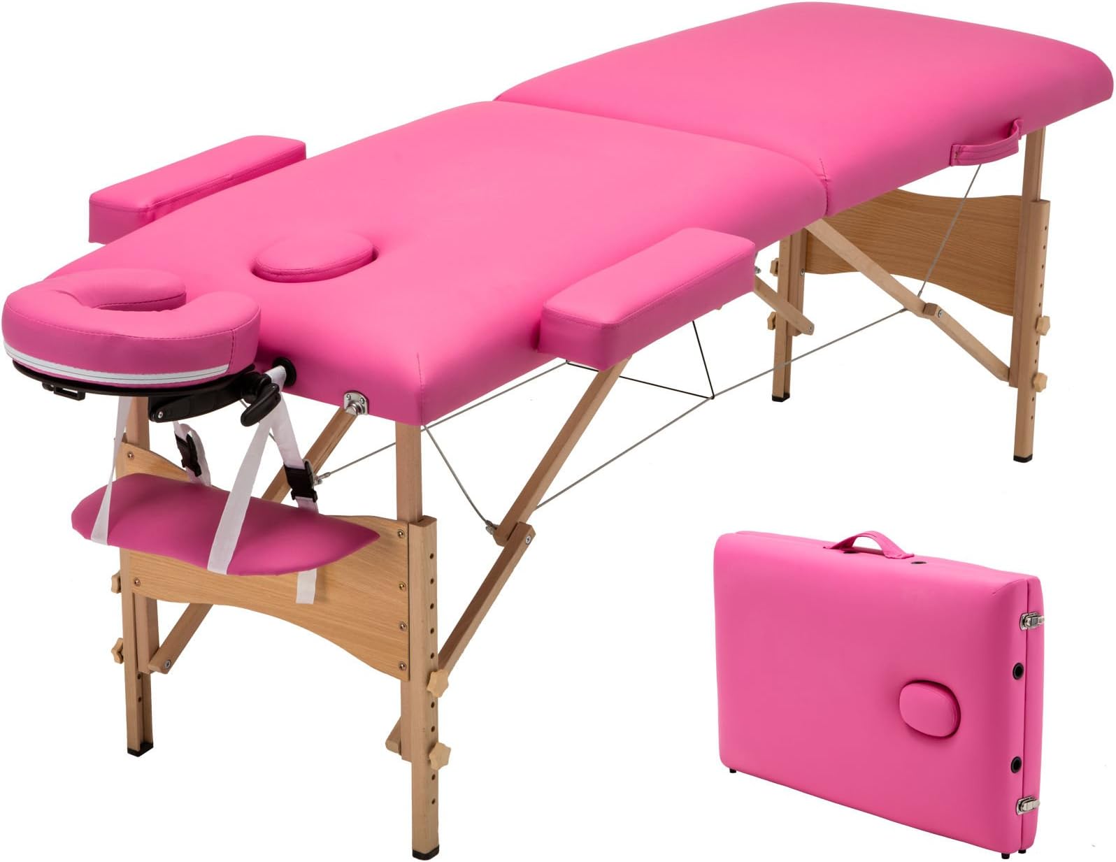 All Goodly 84"L Portable Pink 2 Fold Massage Table Facial SPA Beauty Bed Tattoo Carry Case (PINK)