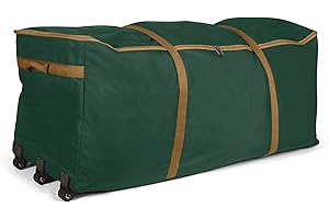 Covermates Keepsakes Christmas Tree Rolling Cinch Bag – Heavy-Duty Polyester Holiday Storage with Wheels, Reinforced Handles & Cinch Straps – Durable Christmas Tree Storage Solution, Green