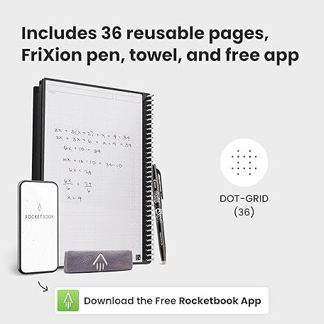 Met Het Internet Verbonden En Oneindig Herbruikbare Notitieblok Rocketbook Core Letter A4 Zwart 32 Pagina Rocketbook P 139801