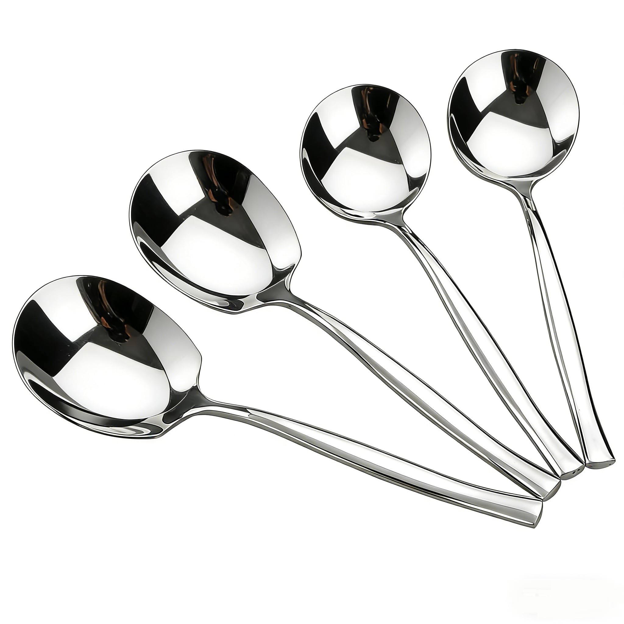 Vareone 4 Pieces Serving Spoons Set, Includes 2 Large Buffet Serving Spoons and 2 Soup Ladle Spoon Serving Ladles, Stainless Steel Buffet Banquet Spoons, Serving Utensils Set for Parties, Silver
