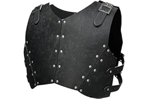 HiiFeuer Medieval Faux Leather Chest Armor, Retro Mercenary Knight Archer Body Armor, Adjustable Vest Armour for Ren Faire