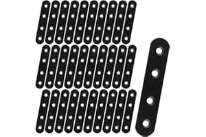 ASELECTED 30 PCS Black Straight Braces, Cast Iron 100MM X 20MM X 3MM Heavy Duty Corner Braces for Wood, Mending Plate Connector Joining Bracket for Fence, Shelves, Furniture and Cabinet, Round End