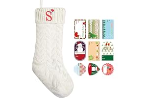 ZGCYSMHT Christmas Stockings Personalized Custom Initials 18 Inches Knitted Christmas Stockings with Letter Fireplace Hanging Monogram Xmas Stockings for Kids,Family Holiday Party Decoration（White S）