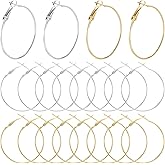Pndeyo 10pcs Earrings Hoop Findings for Women, Hypoallergenic Gold Plated Jewelry Findings, Metal Cartilage Piercing Ball Ear Loop Set for DIY Crafts Jewelry Making- Gold & Sliver