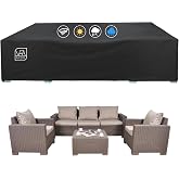 AKEfit Patio Furniture Covers,500D Heavy Duty Waterproof for Outdoor Square and Retangle Patio Table and Chair Covers,Black-110"L x 84"W x 28"H