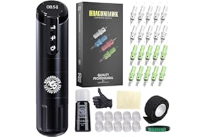 Dragonhawk X2 Tattoo Pen Kit, General Tattoo Kit, Rotary Tattoo Machine Gun Kit, Tattoo Cartridges Needles Supply Great for T