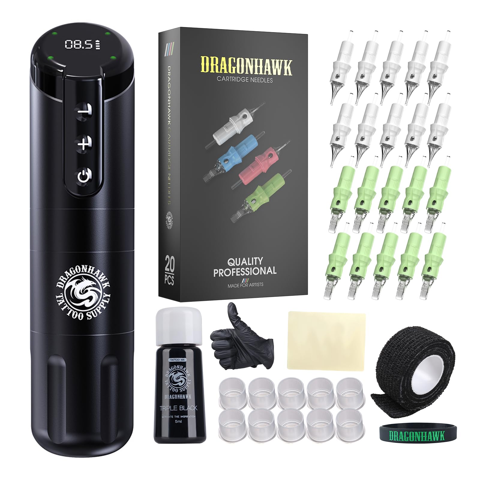Dragonhawk Practice Dragonhawk Practice Tattoo Kit, The X2 Wireless Tattoo Pen, Rotary ...