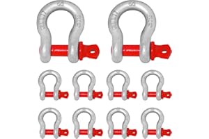 Kivomot Heavy-Duty 1 Ton 2200 Lbs D-Ring Shackles – Forged Steel Clevis Shackles for Towing and Lifting, 10-Pack