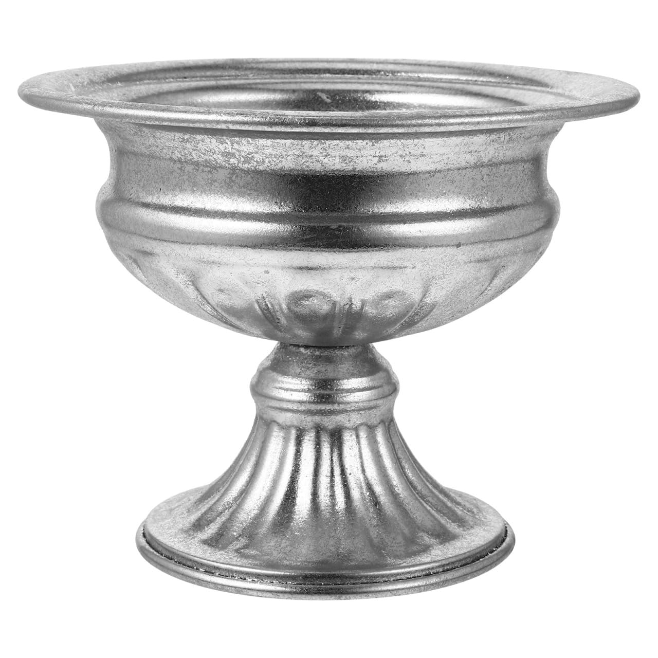 Happyyami Metal Wedding Trumpet Vase Stand Silver Urn Vase Troman Planter Pot Tabletop Wedding Centerpieces Pot Easter Party Decoration