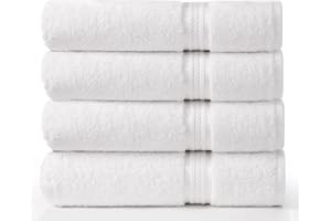 Cotton Craft Ultra Soft 4 Pack Oversized Extra Large Bath Towels 30x54 White Weighs 22 Ounces - 100% Pure Ringspun Cotton - Luxurious Rayon Trim - Ideal for Everyday use - Easy Care Machine wash