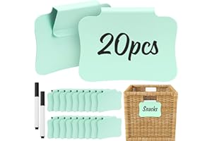 HOOMTREE 20PCS Basket Clip On Labels, Removable Plastic Bin Tags for Storage Bins, Pantry Organization and Hanging Labels for Cube Box, in Green