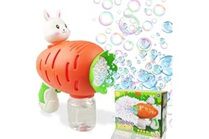 Pinkiwine Easter Bunny Bubble Gun Automatic Bubble Blower Toy for Kids Girls Boys Easter Basket Stuffers Gifts
