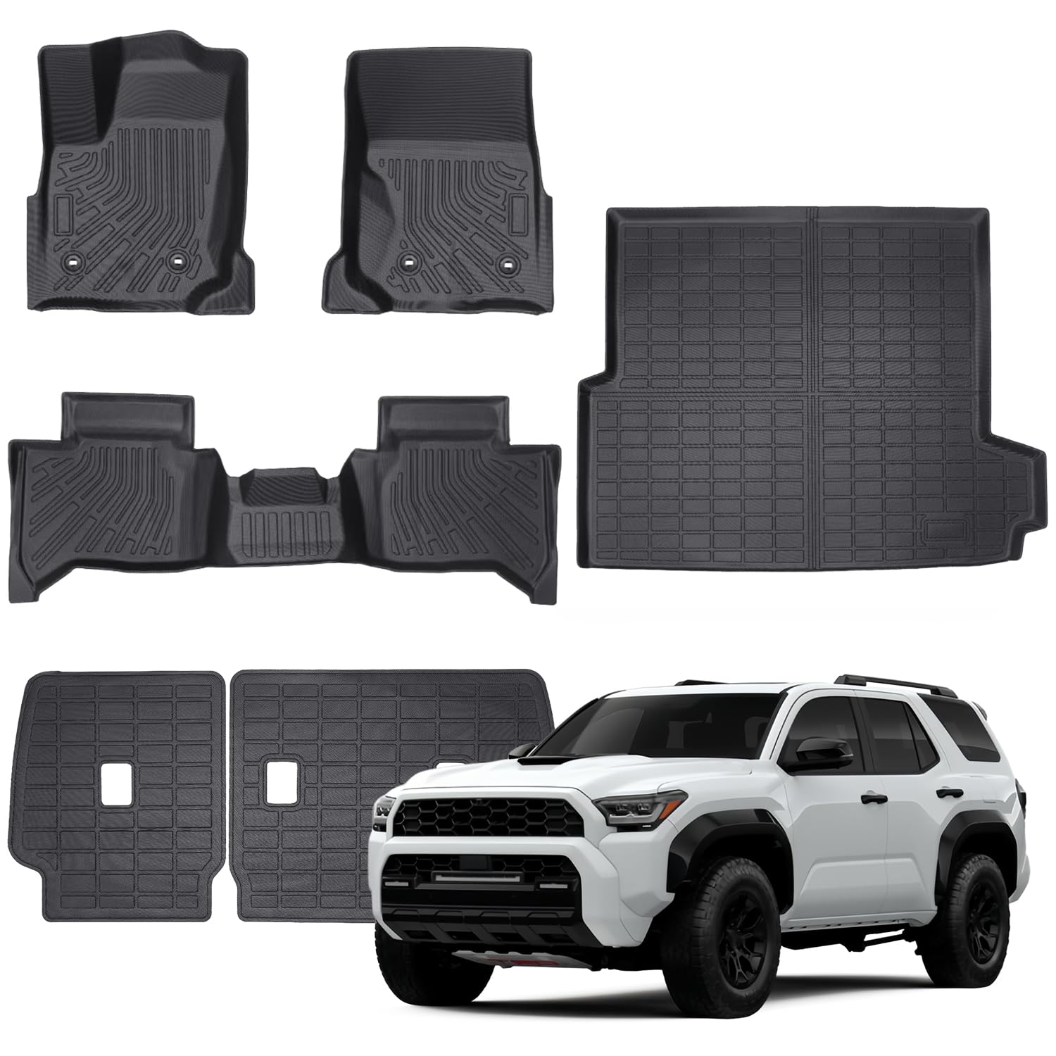 Photo 1 of Floor Mats & Cargo Liner Compatible with Toyota 4Runner 2025(Only Fit Hybrid) 5 Seats,All Weather Protection,Waterproof,TPE Floor Mat & Trunk Mat Fit for 4Runner 2025 (Only for Hybrid) Accessories