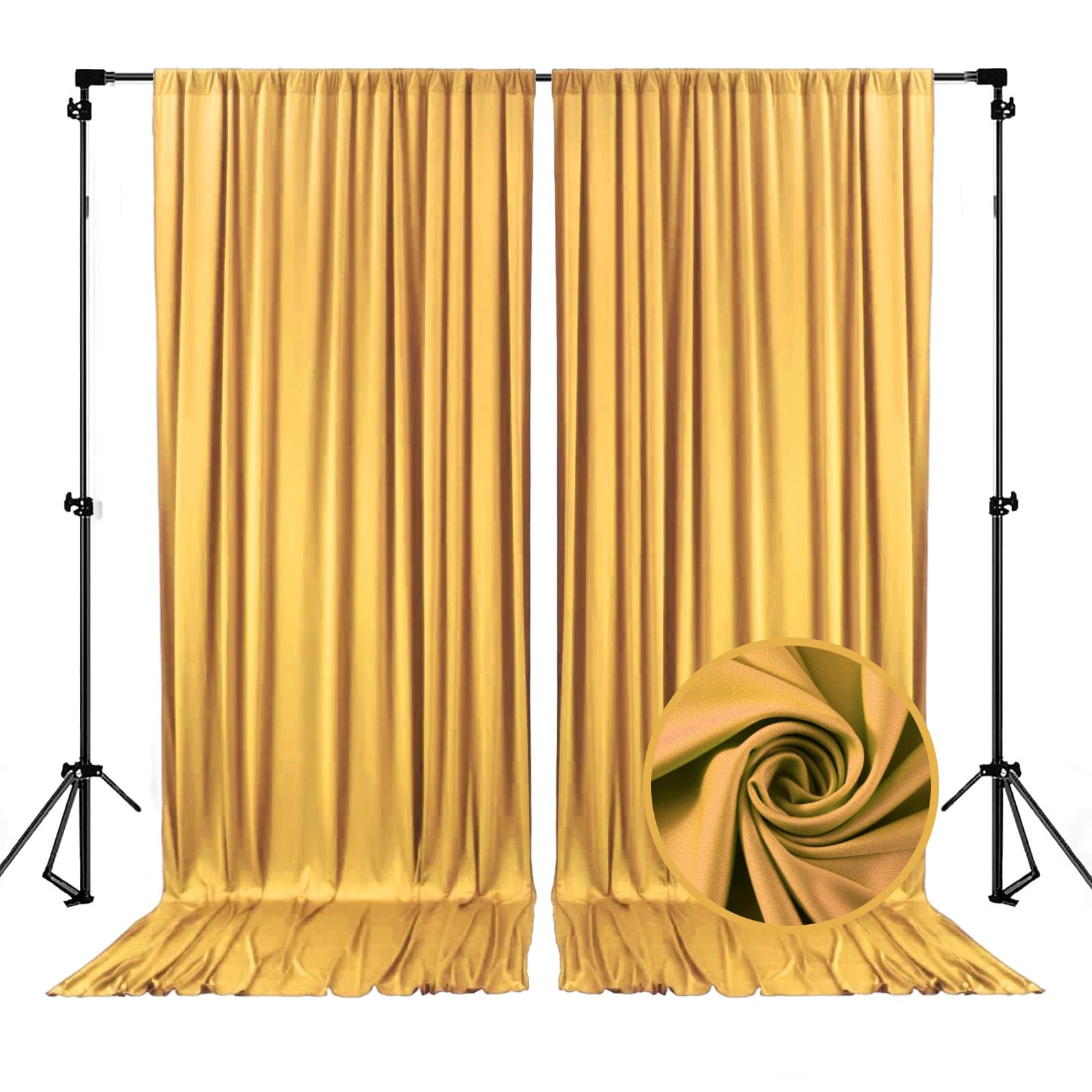 Photo 1 of 10 x 10 Feet Champagne Gold Backdrop Curtain for Partie, Background Curtains for Photoshoot, Birthday, Wedding, Halloween, Thanksgiving, Christmas, New Year Party Decorations 5Ft x 10Ft, 2 Panels