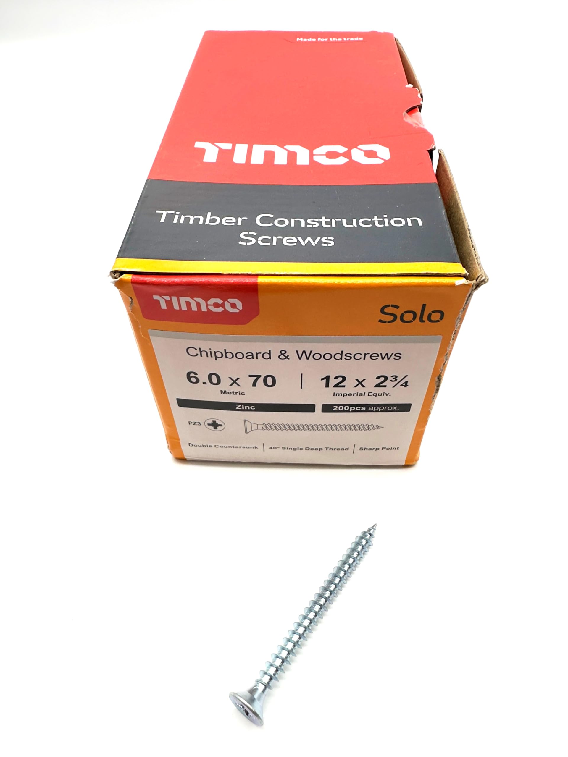 200 Pcs Silver Wood Screws Double Countersunk General Purpose (6mm x 70mm)