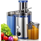 QCen Juicer Machine, 500W Centrifugal Juicer Extractor with Wide Mouth 3” Feed Chute for Fruit Vegetable, Easy to Clean, Stai