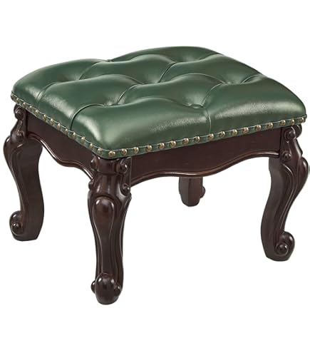Amazon.com: LEILISI Small Footstool Brown Leather Ottoman,Vintage