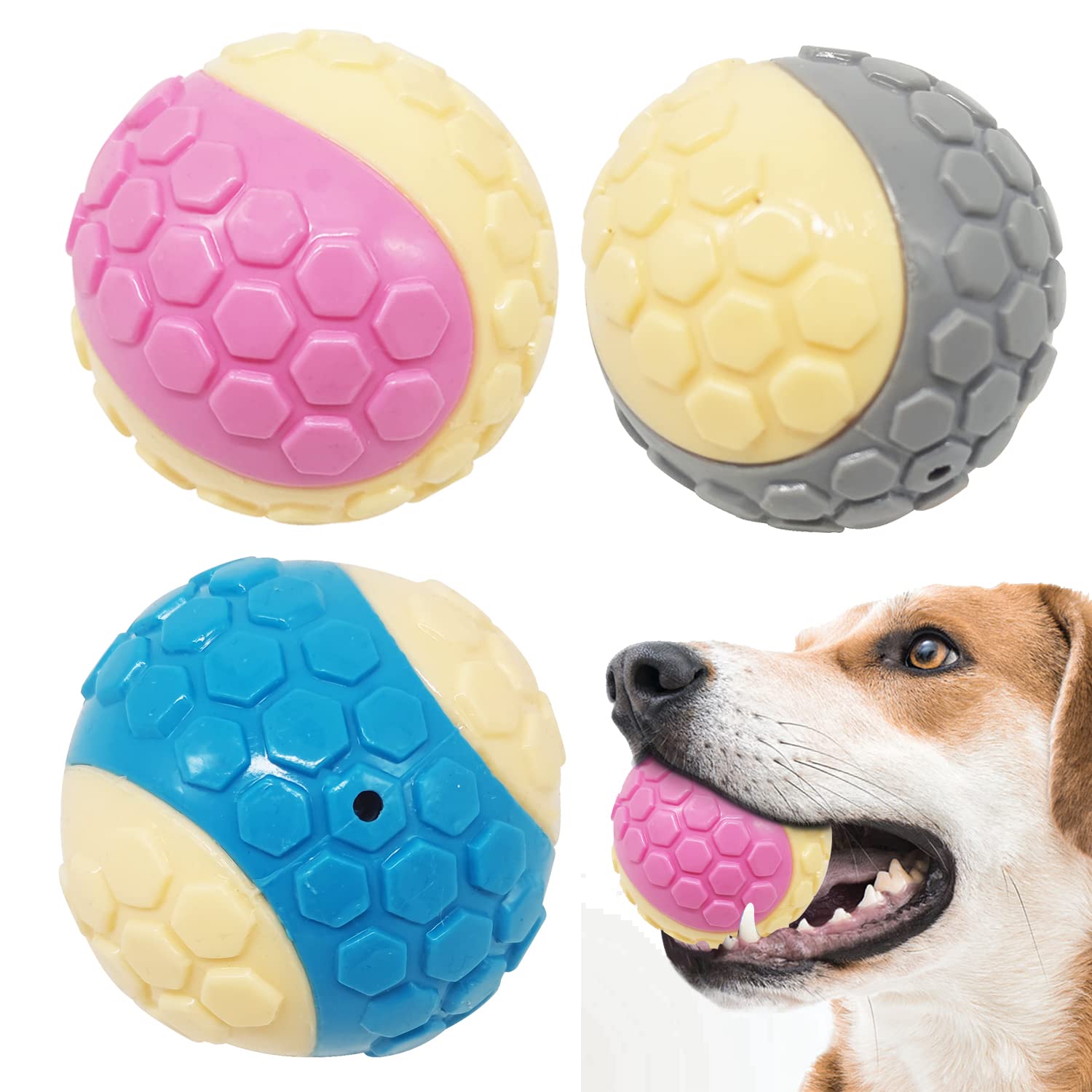 BPS BPS-7434 BPS-7434 Dog Toy Rubber Ball Squeaky Toy Indestructible High Elasticity Medium Large Random Color (M)