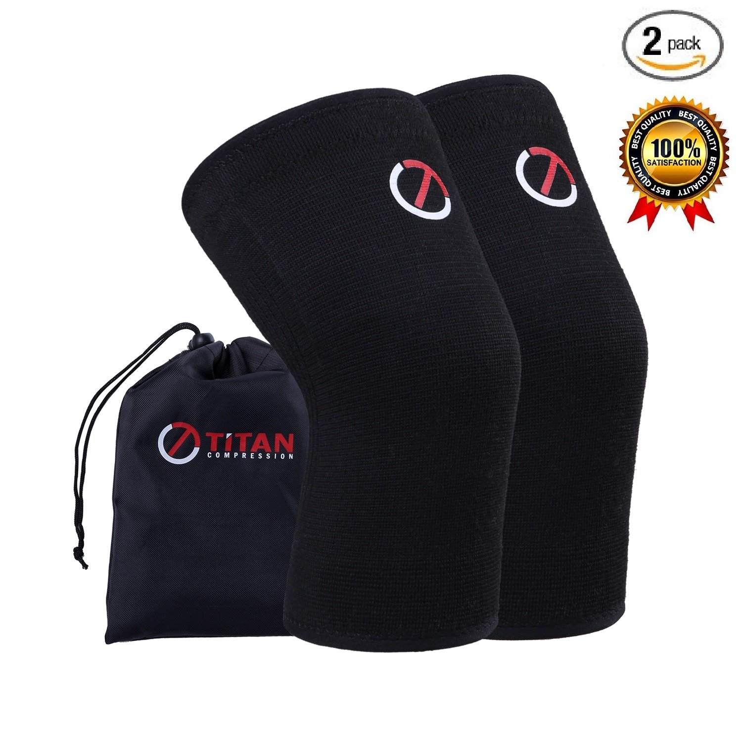Knee Compression Sleeve: (1 Pair) Knee Brace Knee Sleeve For Running Basketball Crossfit Injury Recovery Pain Relief Meniscus Tear Arthritis ACL Men & Women, 5mm -7mm Sleeve & Bag