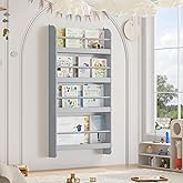 FOTOSOK Kids Bookshelf, Wall Mount 4-Tier Book Shelf Organizer for Toys and Books, Toy Storage Bookshelf in Bedroom, Living Room and Nursery, Grey