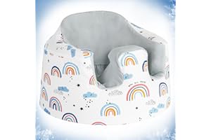 Solfres Seat Cover, Compatible with Bumbo Seat (Original), Soft and Breathable Summer Seat Cover, Washable Bumbo Seat Protector, Cartoon Rainbow