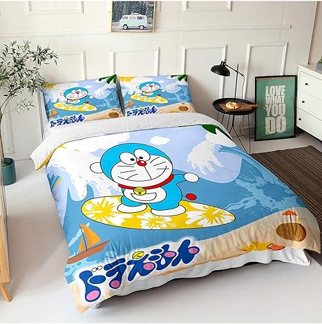 Amazon ドラえもん寝具セットベッドルームの装飾アニメのテーマギフト子供男の子の誕生日新年クリスマス Color A Size Eu Superking 260 2cm 寝具カバーセット オンライン通販