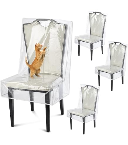 Coprisedie In PVC Trasparente Impermeabile - Per Sedie Con Schienale, Confezione Da 4, Misure 53x46 Cm