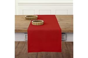 Solino Home Linen Red Table Runner 108 Inches Long - 100% Pure Linen 14 x 108 Inch Table Runner for Christmas, Holiday, Winter, New Year - Fete