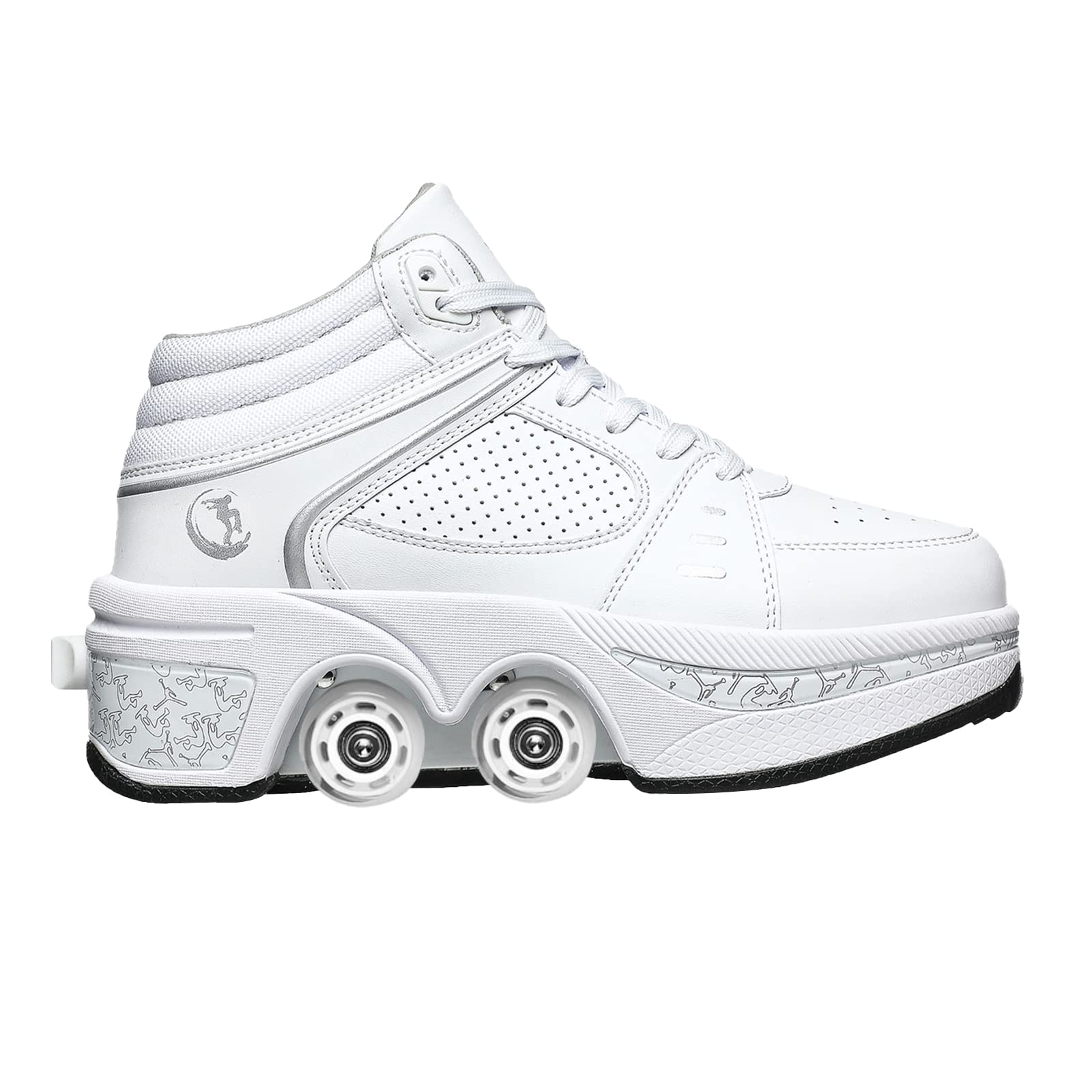 Roller Skate Shoes Unisex Shoes with Wheels That Pop Out 2-in-1 Skate Shoes & Sneakers Shoes That Turn Into Roller Skates Gift for Kids Boys Girls Men and Women