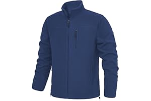 LZACTOIN-X Men's Fleece Jacket Full Zip Lightweight Outerwear Jackets Multi-Pockets Soft Warm Winter Coats for Hiking Travel
