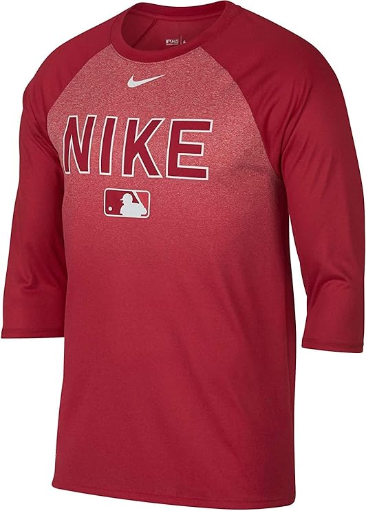 NIKE Men's Legend Raglan ¾Sleeve Baseball Shirt (S, Red