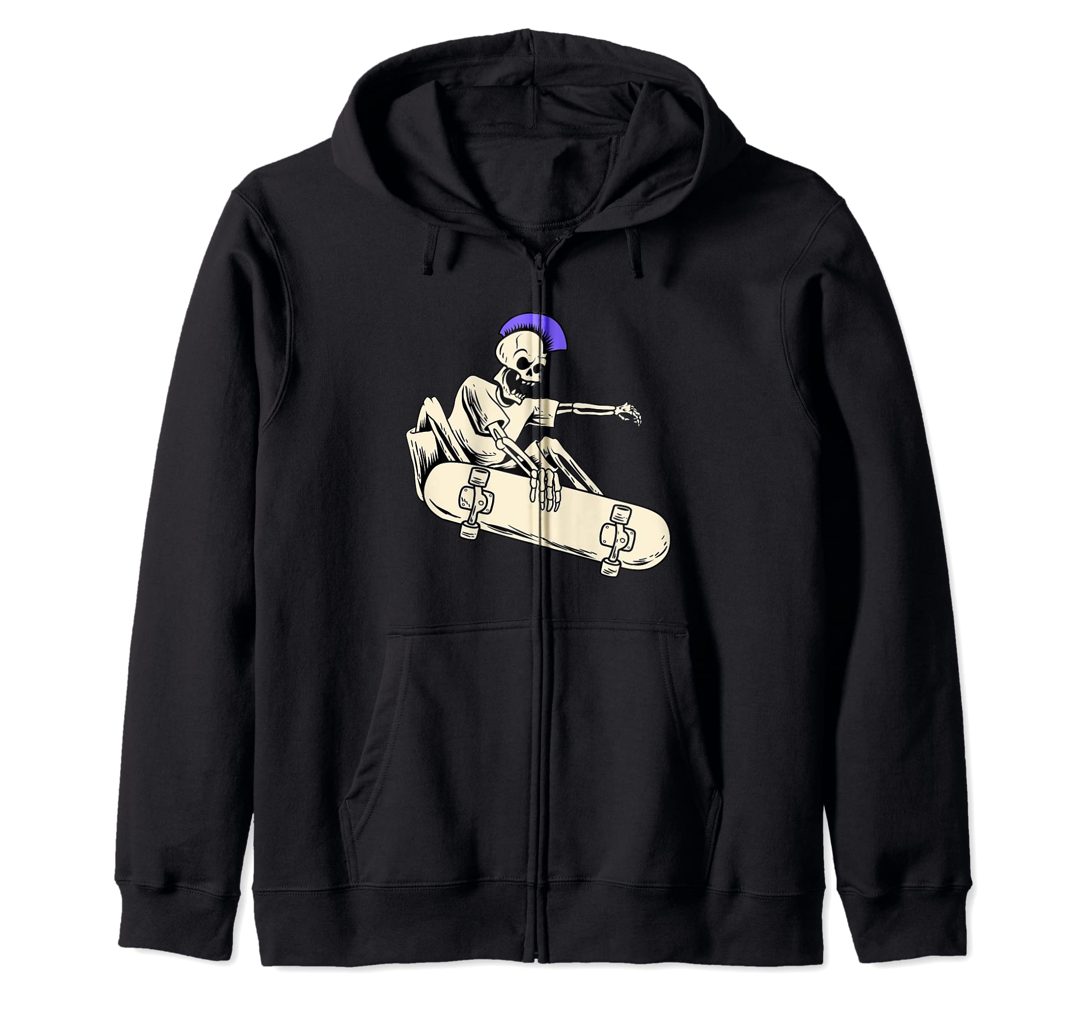 Skateboard Skateboarder Skateboarding Skater - Punk Skeleton Zip Hoodie