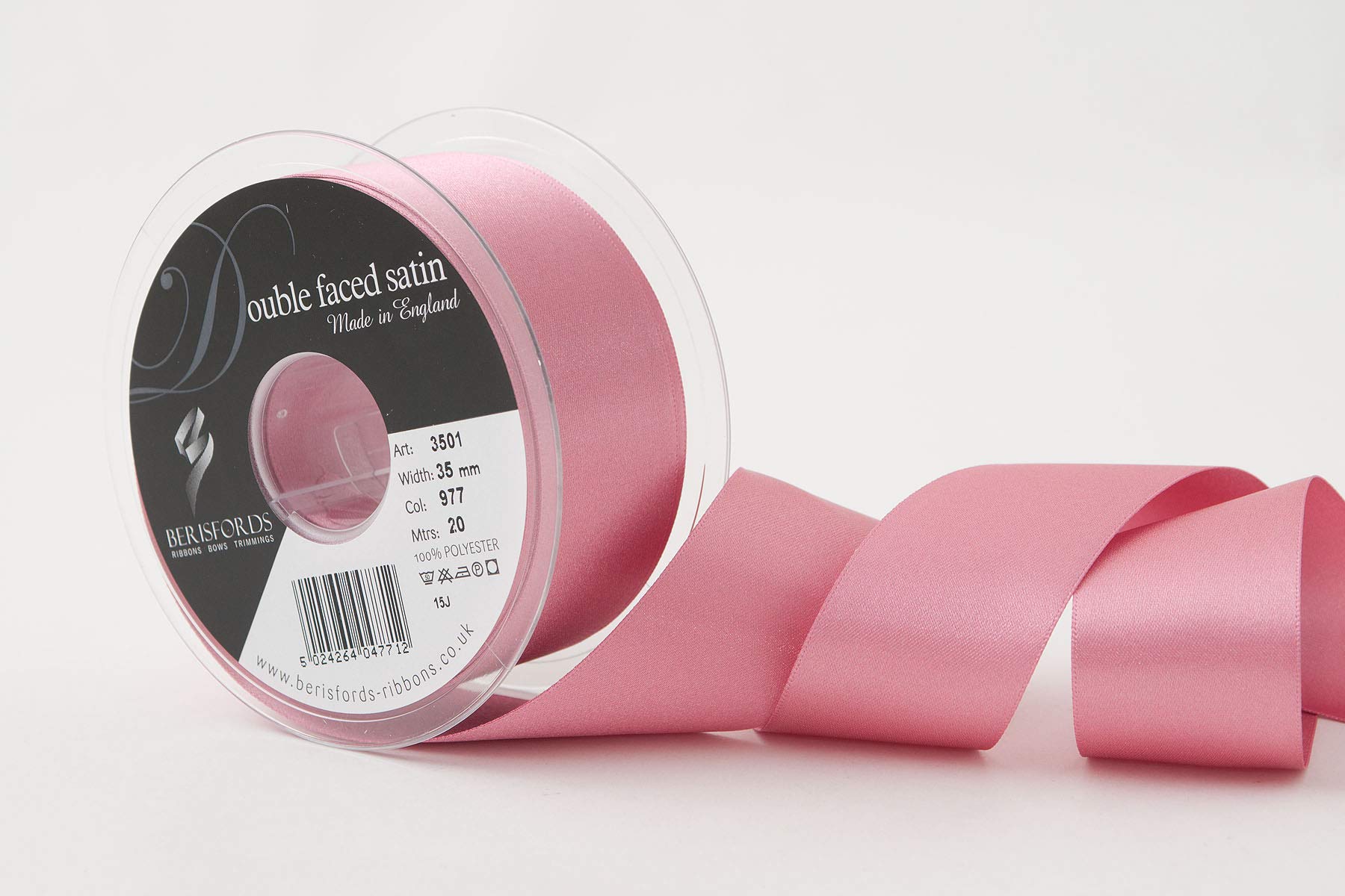 Berisfords Double FACE Poly Satin Ribbon, Mauve, 35 mm — image 1