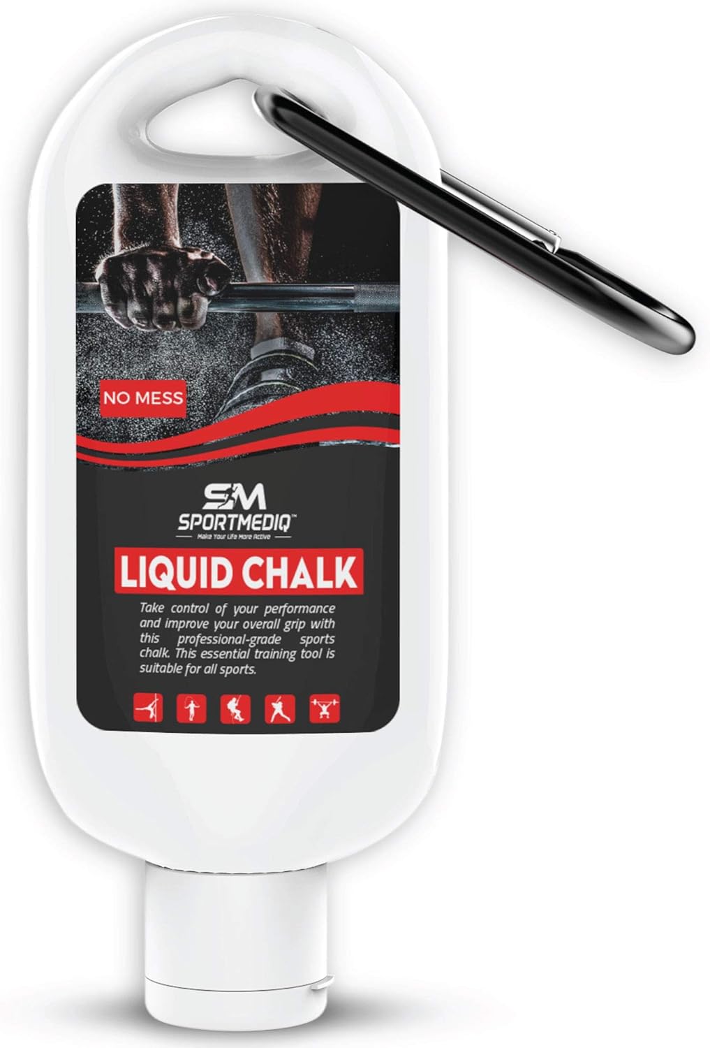 SPORTMEDIQ Pro Grade Liquid Chalk – 1 Pack - Mess Free Professional Hand Grip for Gym, Weightlifting, Rock Climbing, Gymnastics, Rock Climbing - Dries in Seconds - 1.69oz Travel Size with Belt Clip : Sports & Outdoors