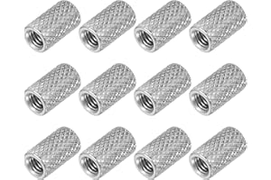 PATIKIL M4 Round Connector Nuts, 12 Pcs 0.24" OD x 0.39" H 304 Stainless Steel Round Knurled Thumb Coupling Nut Sleeve Threaded Rod Bar Stud Tube Hardware Fastener for Camera Lamp Bracket