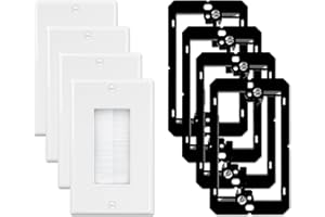 Iwillink 4-Pack Brush Wall Plate with Low Voltage Mounting Bracket, Cable Pass Through Insert for Wires, Single Gang Cable Access Strap, Wall Socket for HDTV, Home Theater Systems