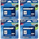 Brother Genuine P-Touch 4-Pack TZe-221 Laminated Tape, Black Print on White Standard Adhesive Laminated Tape for P-Touch Label Makers, Each Roll is 0.35"/9mm (Approx 3/8") Wide, 26.2 (8M) Long