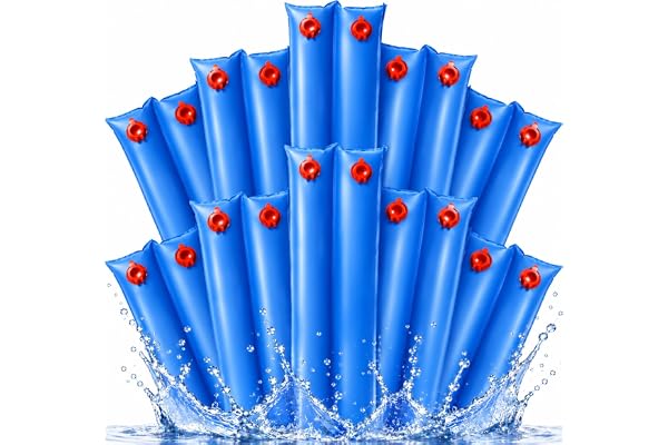 Pool Water Bags,5 Pack 8ft Heavy Duty Double Chamber Water Tubes | 25 Gauge 0.3mm Blue Pool Cover Weights for Inground Winter