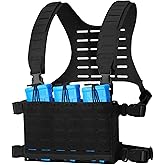VisionTac Tactical Micro Chest Rig Laser Cut Molle Adjustable Detachable Harness with 5.56 Magazine Pouch Holders