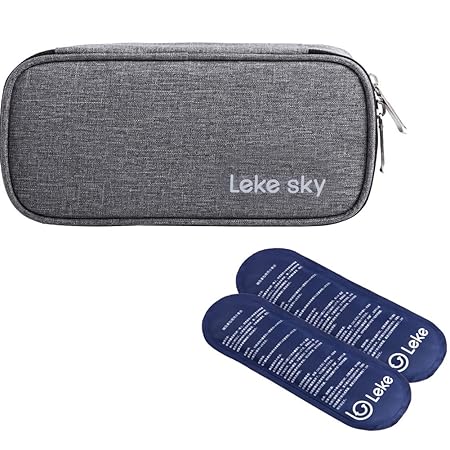 Leke Insulin Kühltasche Diabetiker Tasche für Medikamente Thermotasche, Grau